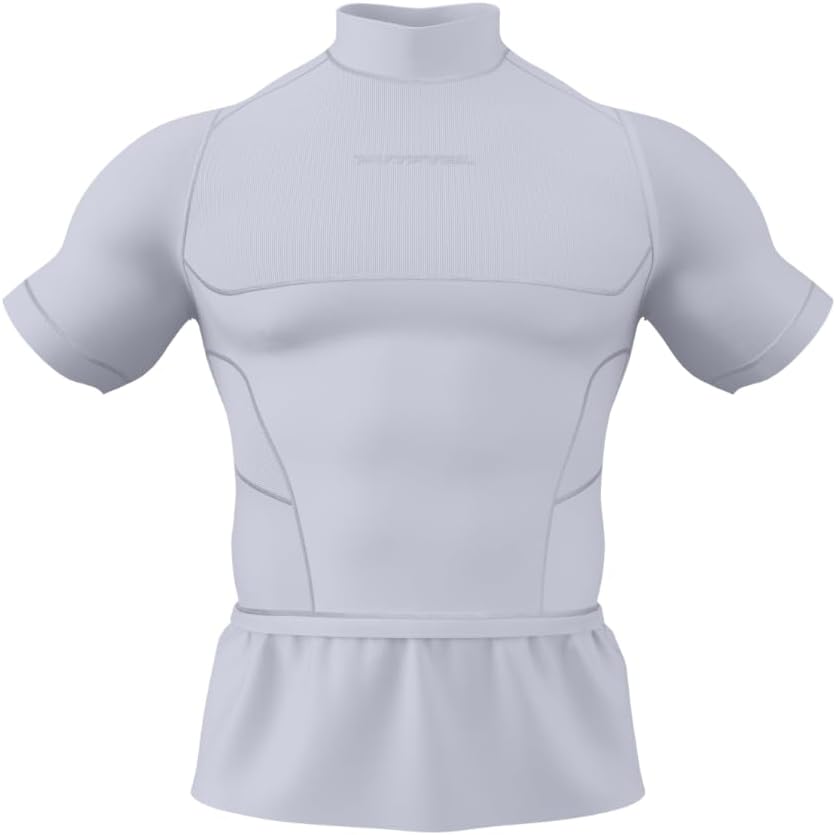 Men's Compression Turtleneck Football Shirt - Short Sleeve Base Layer with Built-in Loose Look Top - Small