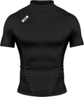 Men's Compression Mock Neck T-Shirt - Short Sleeve Turtleneck, Stretch Base Layer for Football Days - Medium