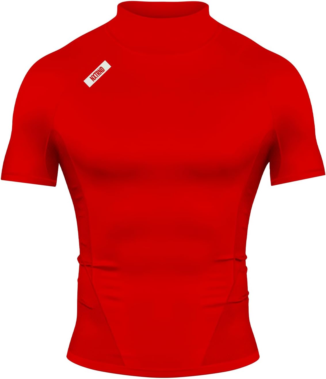 Men's Compression Mock Neck T-Shirt - Short Sleeve Turtleneck, Stretch Base Layer for Football Days - Small