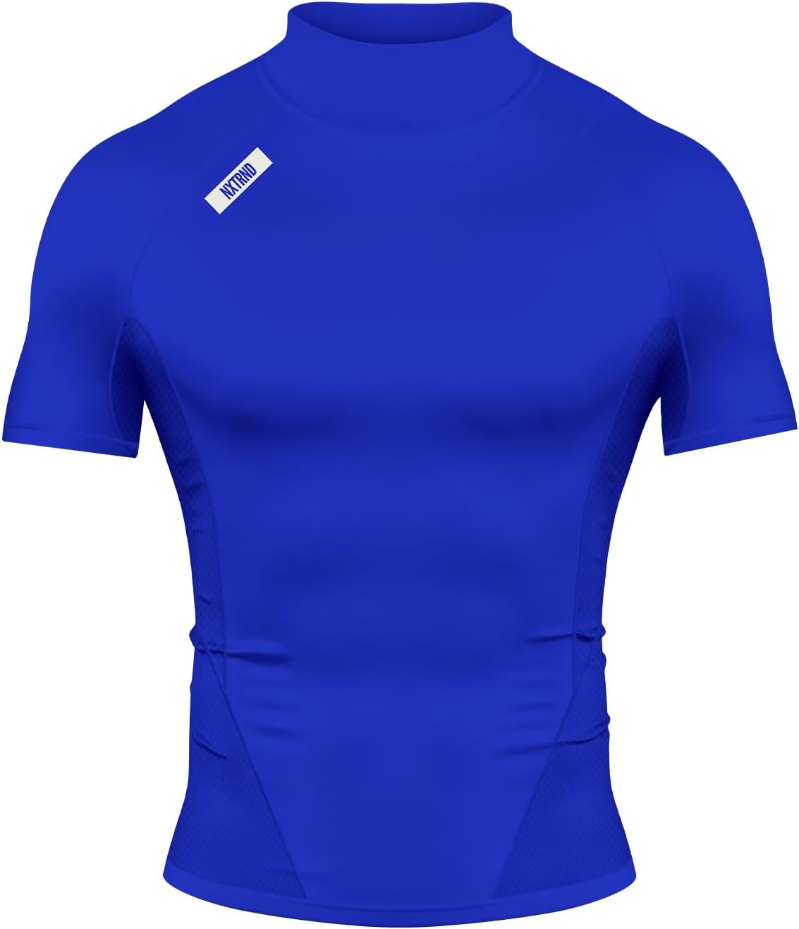 Men's Compression Mock Neck T-Shirt - Short Sleeve Turtleneck, Stretch Base Layer for Football Days - Small