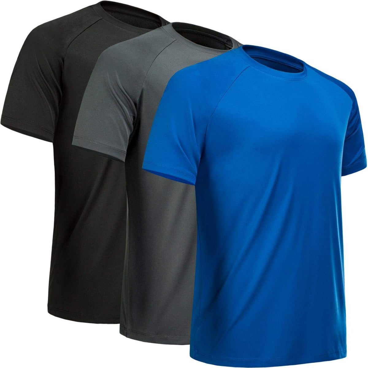 Men's Quick Dry Workout T-Shirts Multipack - Short Sleeve, Moisture Wicking Mesh for Gym Training - Medium
