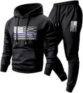 Men's Fleece Lined Tracksuit 2 Piece - Drawstring Hoodie and Elastic Waist Joggers for Lounging - Small