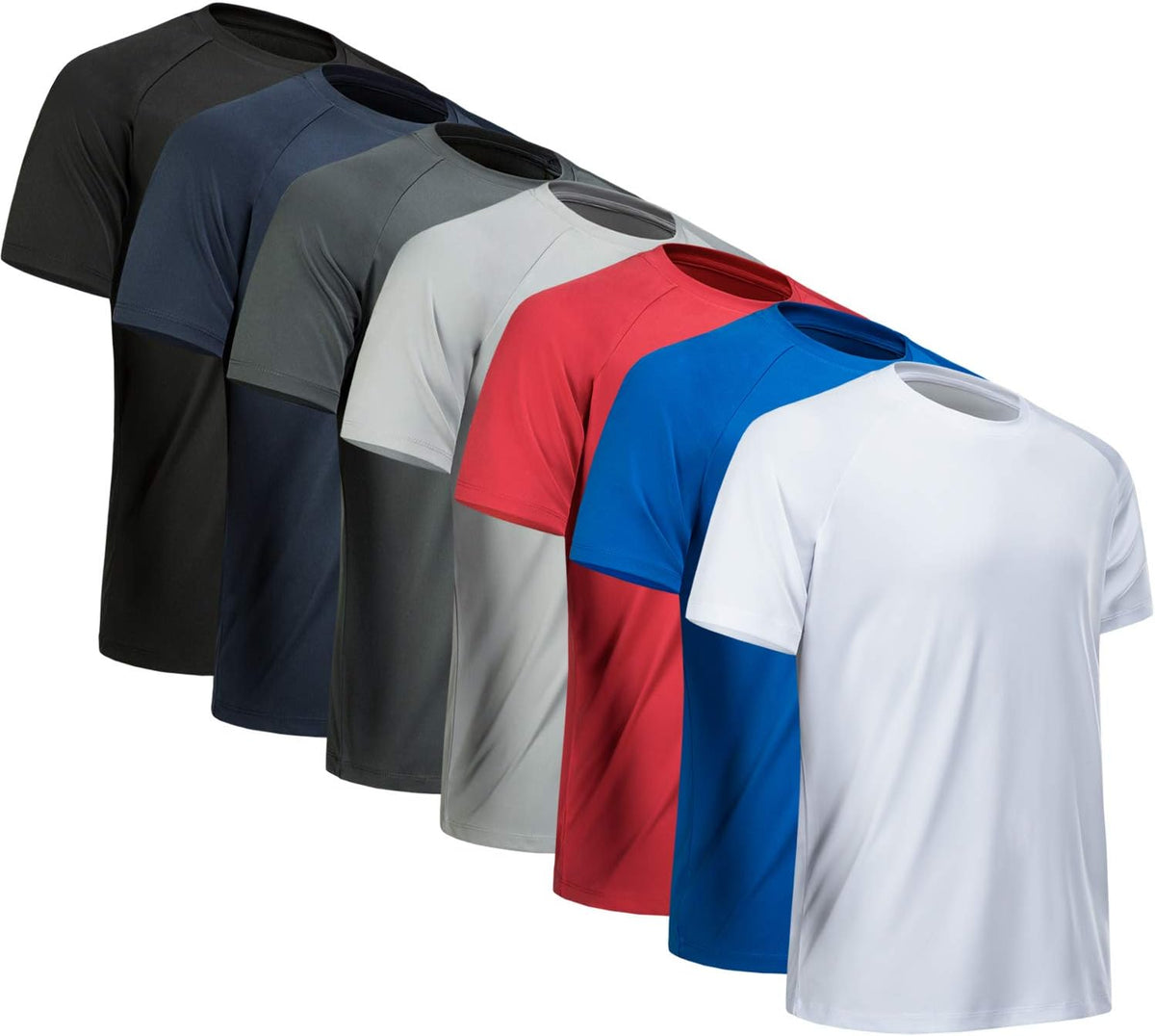 Men's Quick Dry Workout T-Shirts Multipack - Short Sleeve, Moisture Wicking Mesh for Gym Training - Small