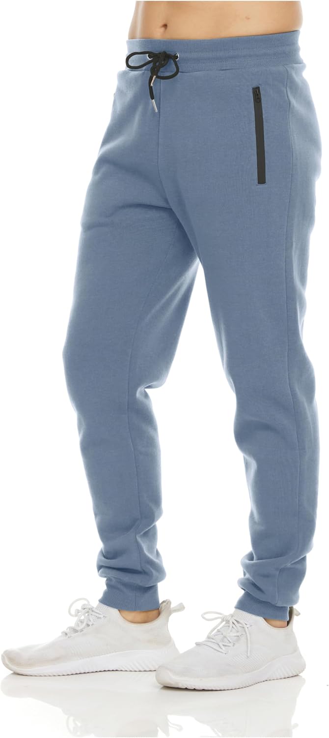 Men's Fleece Athletic Joggers 3 Pack - Zipper Pockets, Big and Tall Sizes for Workouts and Lounging - Standard (13)
