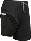 Men's 2 in 1 Lined Running Shorts, Single or 4 Pack - Built-in Liner, Quick Dry with Side Pockets - Small