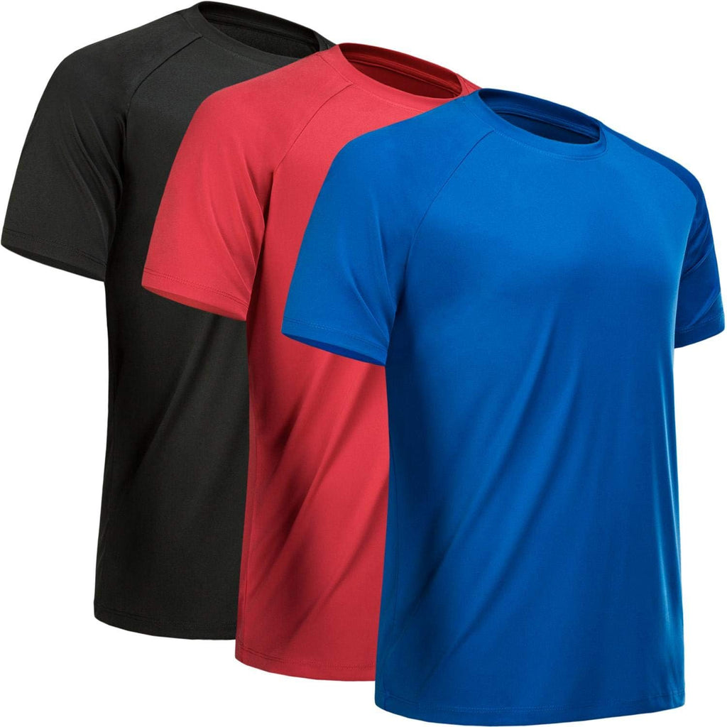 Men's Quick Dry Workout T-Shirts Multipack - Short Sleeve, Moisture Wicking Mesh for Gym Training - Medium