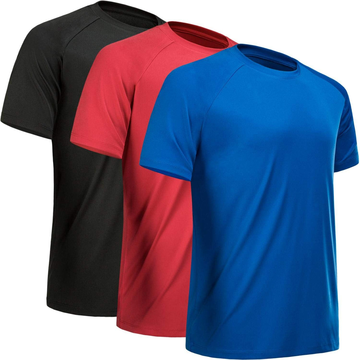 Men's Quick Dry Workout T-Shirts Multipack - Short Sleeve, Moisture Wicking Mesh for Gym Training - Medium