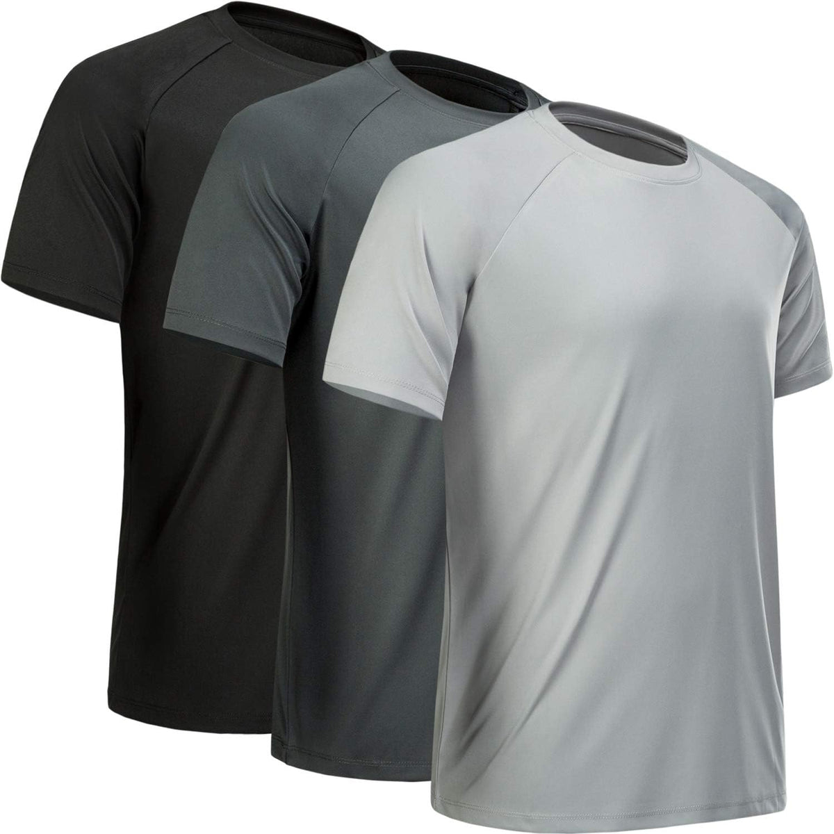 Men's Quick Dry Workout T-Shirts Multipack - Short Sleeve, Moisture Wicking Mesh for Gym Training - Medium