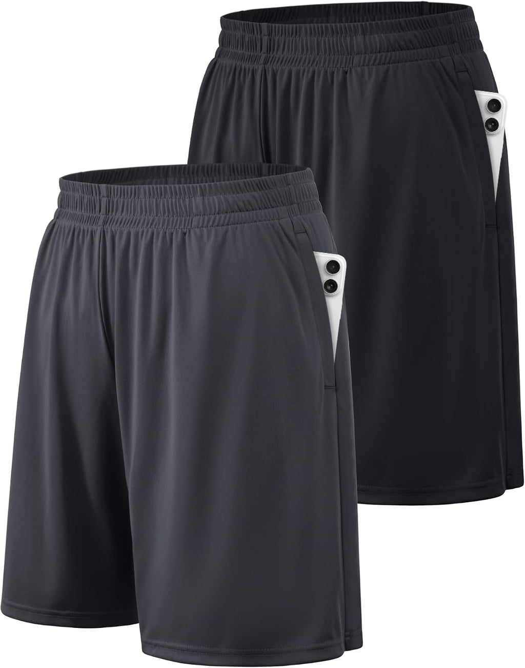 Men's Quick Dry Athletic Shorts - Side Pockets, Elastic Waistband, Breathable Fabric for Basketball - Small
