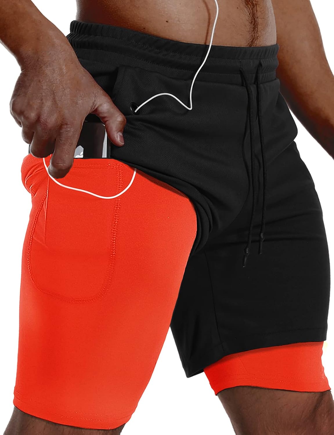 Men's 2 in 1 Running Shorts 3 Pack - Quick Dry Outer Layer, Inner Liner, Side Pockets for Workouts - Medium