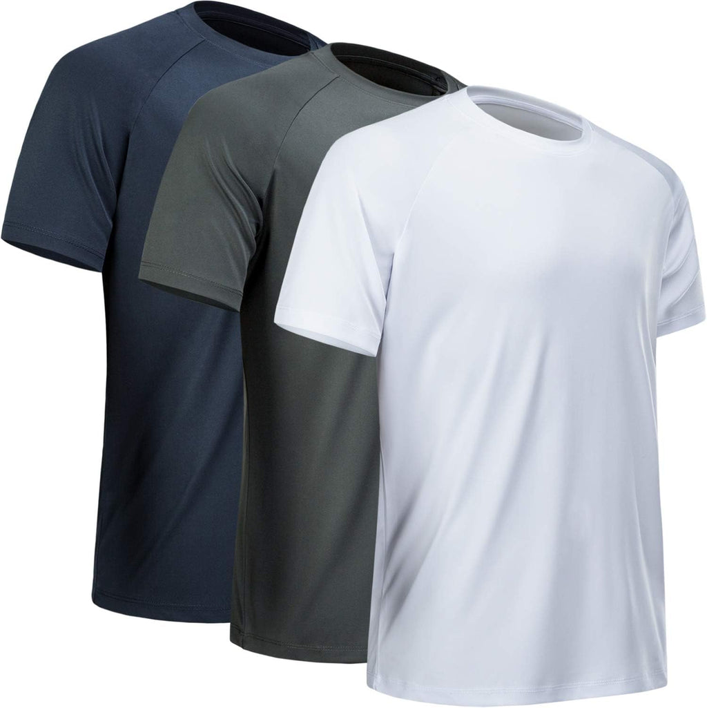 Men's Quick Dry Workout T-Shirts Multipack - Short Sleeve, Moisture Wicking Mesh for Gym Training - Small