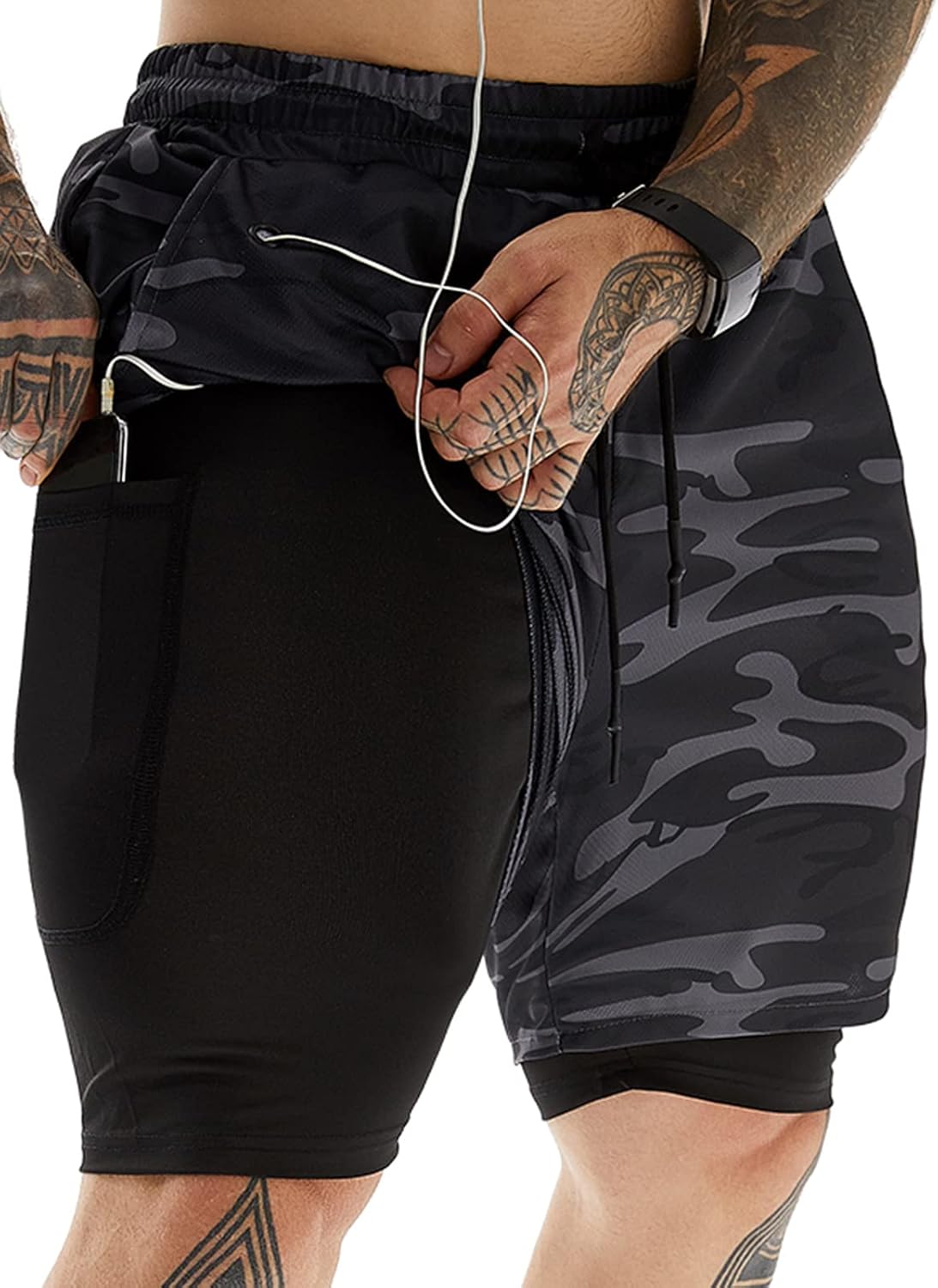 Men's 7 Inch Running Shorts with Compression Liner - Lightweight 2 in 1 Build in 3 and 5 Packs - Medium
