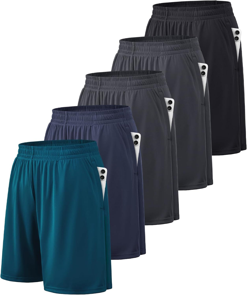 Men's Quick Dry Athletic Shorts - Side Pockets, Elastic Waistband, Breathable Fabric for Basketball - Medium