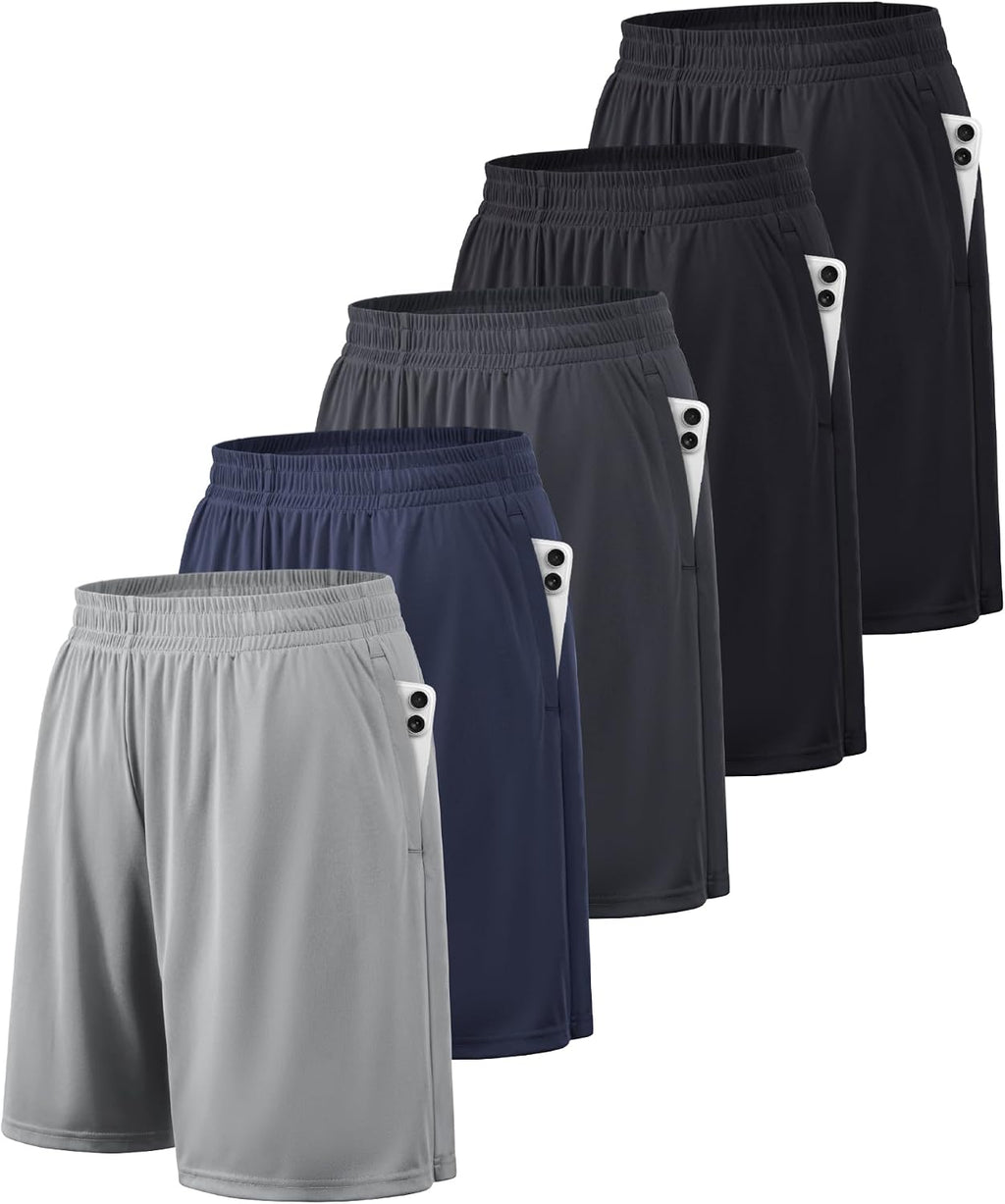 Men's Quick Dry Athletic Shorts - Side Pockets, Elastic Waistband, Breathable Fabric for Basketball - Small