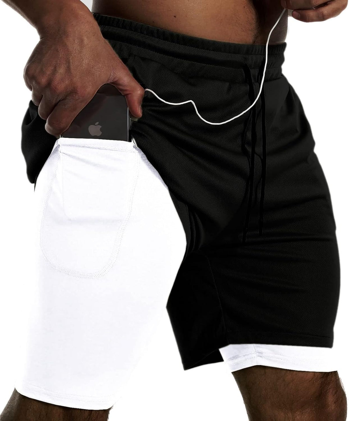 Men's 2 in 1 Running Shorts 3 Pack - Quick Dry Outer Layer, Inner Liner, Side Pockets for Workouts - Medium
