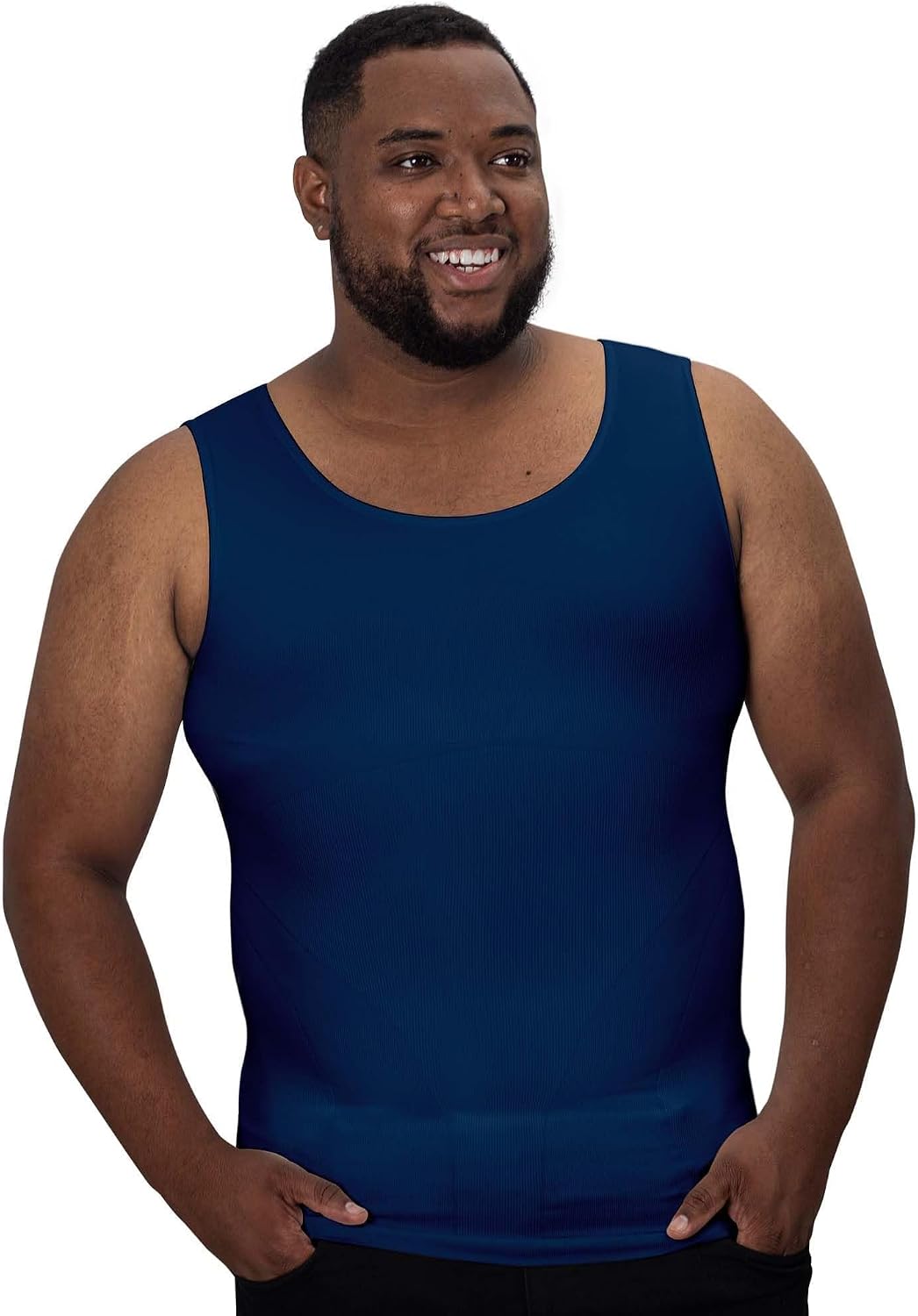 Men's Compression Tank Top - Sleeveless Slimming Undershirt with Tummy Control in Big and Tall Sizes - Medium Tall