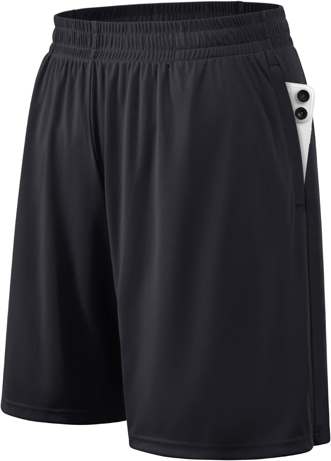 Men's Quick Dry Athletic Shorts - Side Pockets, Elastic Waistband, Breathable Fabric for Basketball - Small