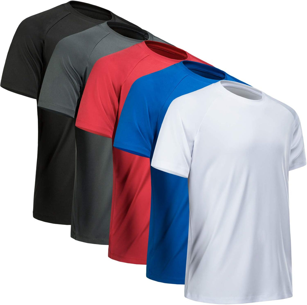 Men's Quick Dry Workout T-Shirts Multipack - Short Sleeve, Moisture Wicking Mesh for Gym Training - Medium