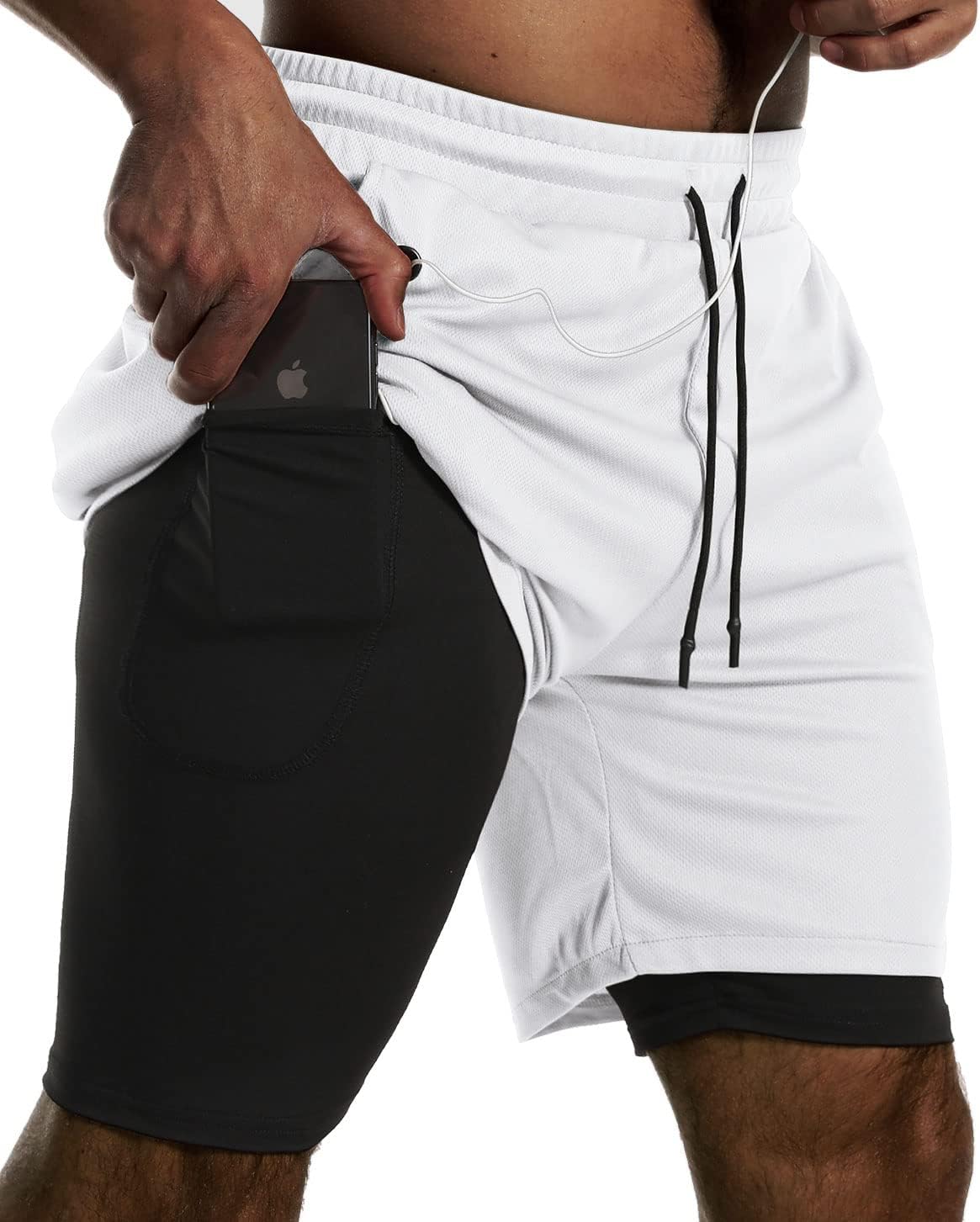 Men's 2 in 1 Running Shorts 3 Pack - Quick Dry Outer Layer, Inner Liner, Side Pockets for Workouts - Medium