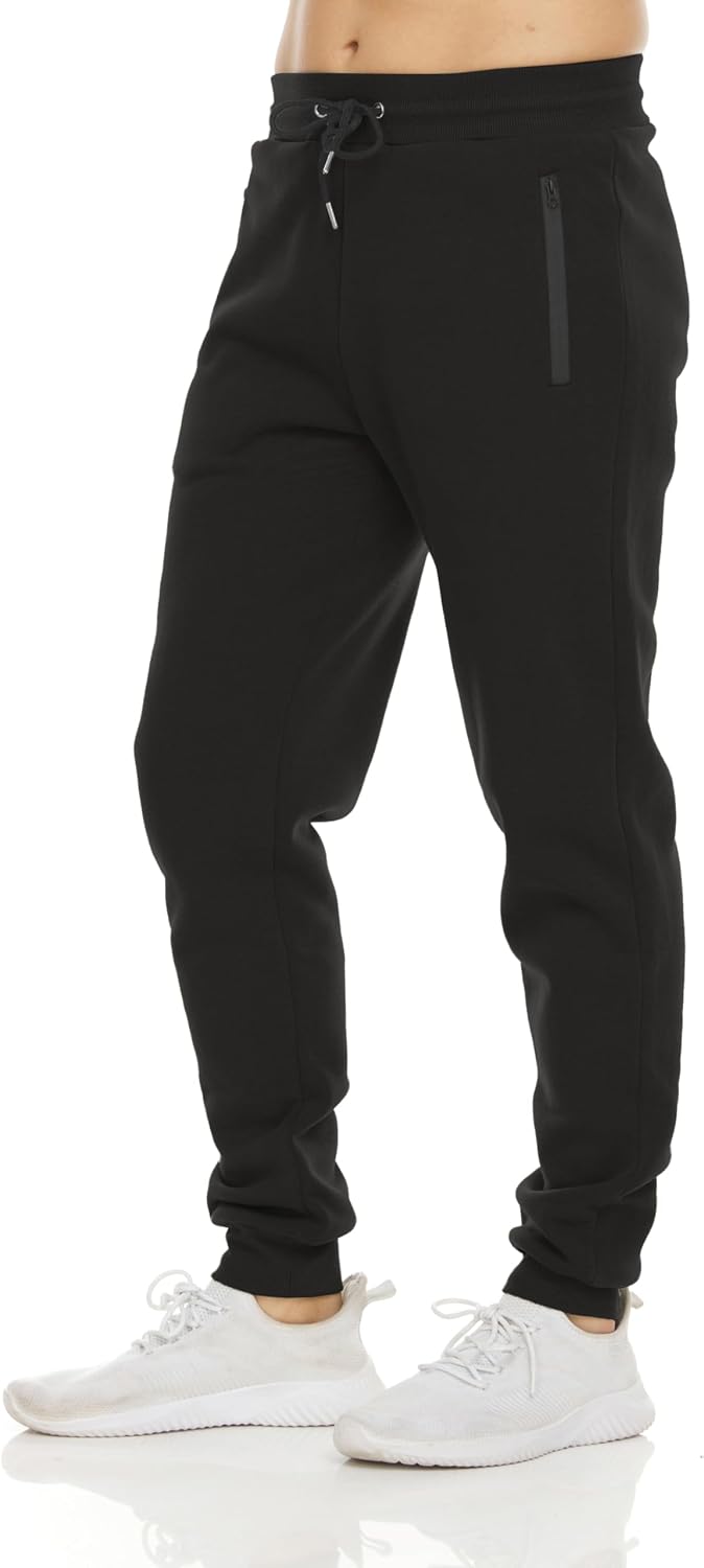 Men's Fleece Athletic Joggers 3 Pack - Zipper Pockets, Big and Tall Sizes for Workouts and Lounging - Standard (16)