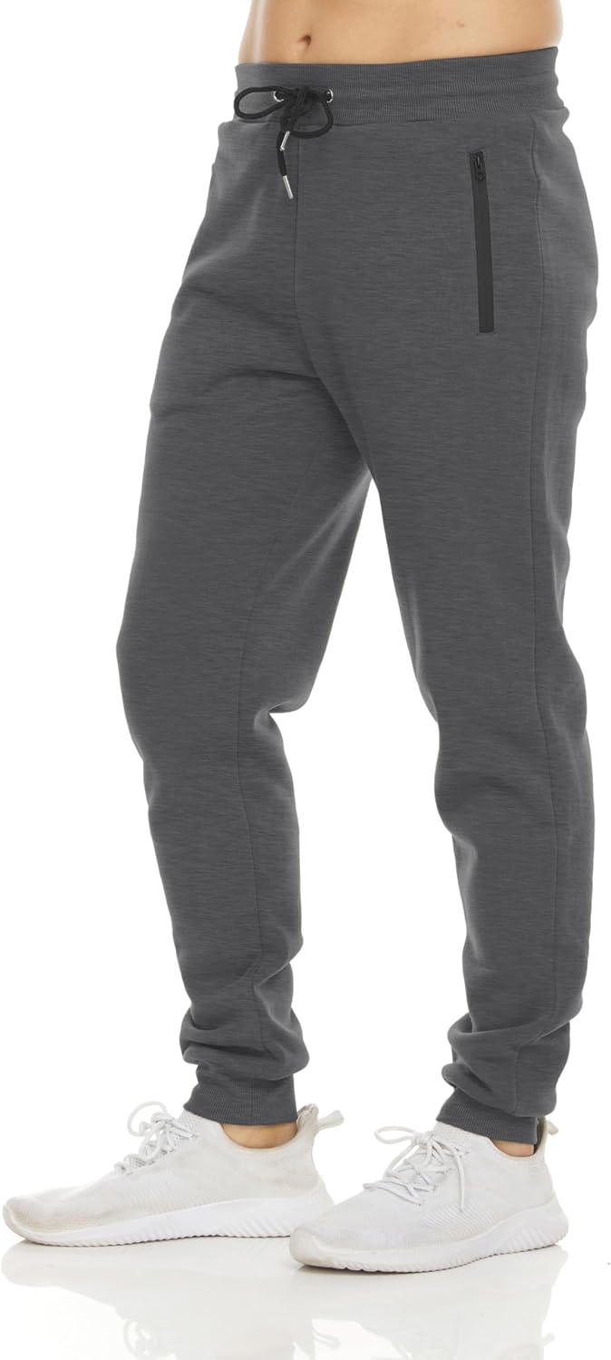 Men's Fleece Athletic Joggers 3 Pack - Zipper Pockets, Big and Tall Sizes for Workouts and Lounging - Standard (10)