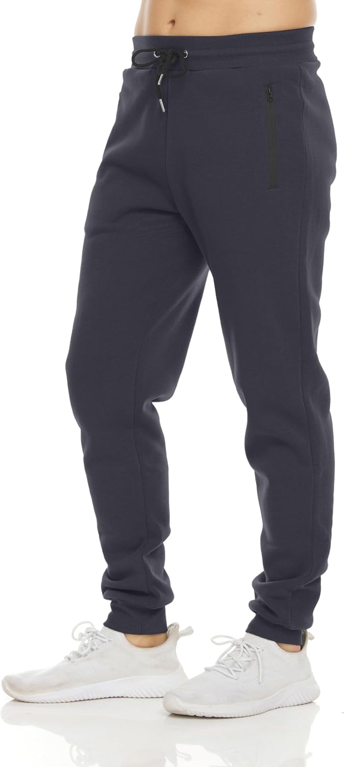 Men's Fleece Athletic Joggers 3 Pack - Zipper Pockets, Big and Tall Sizes for Workouts and Lounging - Standard
