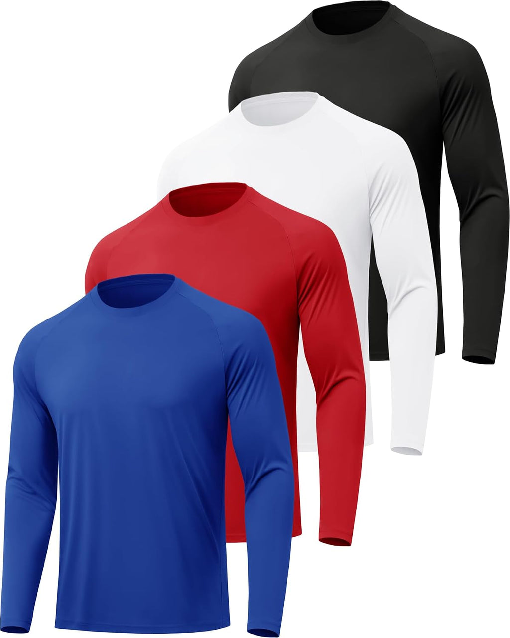 Men's UPF 50+ Long Sleeve Sun Shirts 7 Pack - Quick Dry, Moisture Wicking for Fishing and Running - Small