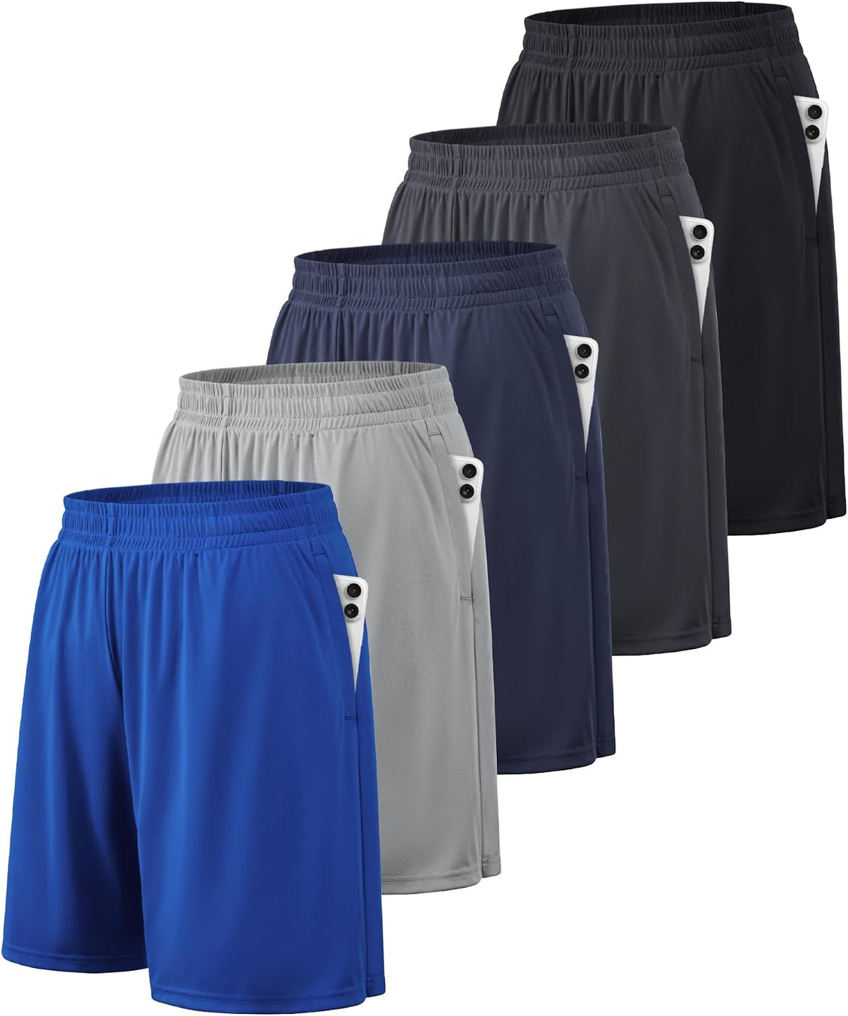 Men's Quick Dry Athletic Shorts - Side Pockets, Elastic Waistband, Breathable Fabric for Basketball - Small