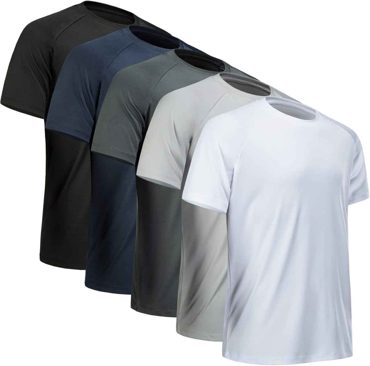 Men's Quick Dry Workout T-Shirts Multipack - Short Sleeve, Moisture Wicking Mesh for Gym Training - Medium