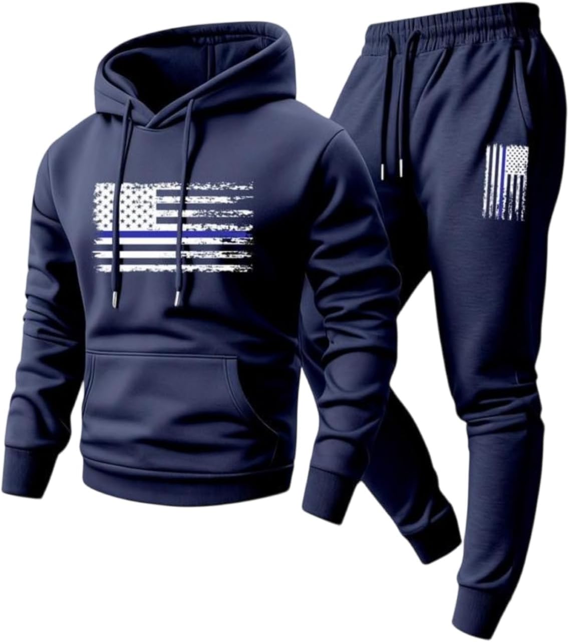 Men's Fleece Lined Tracksuit 2 Piece - Drawstring Hoodie and Elastic Waist Joggers for Lounging - Small