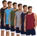 Men's Workout Tank Tops 6 Pack - Sleeveless Muscle Fit, Quick Dry with UPF 50+ Sun Protection - Black/Navy/Light Blue/Bl