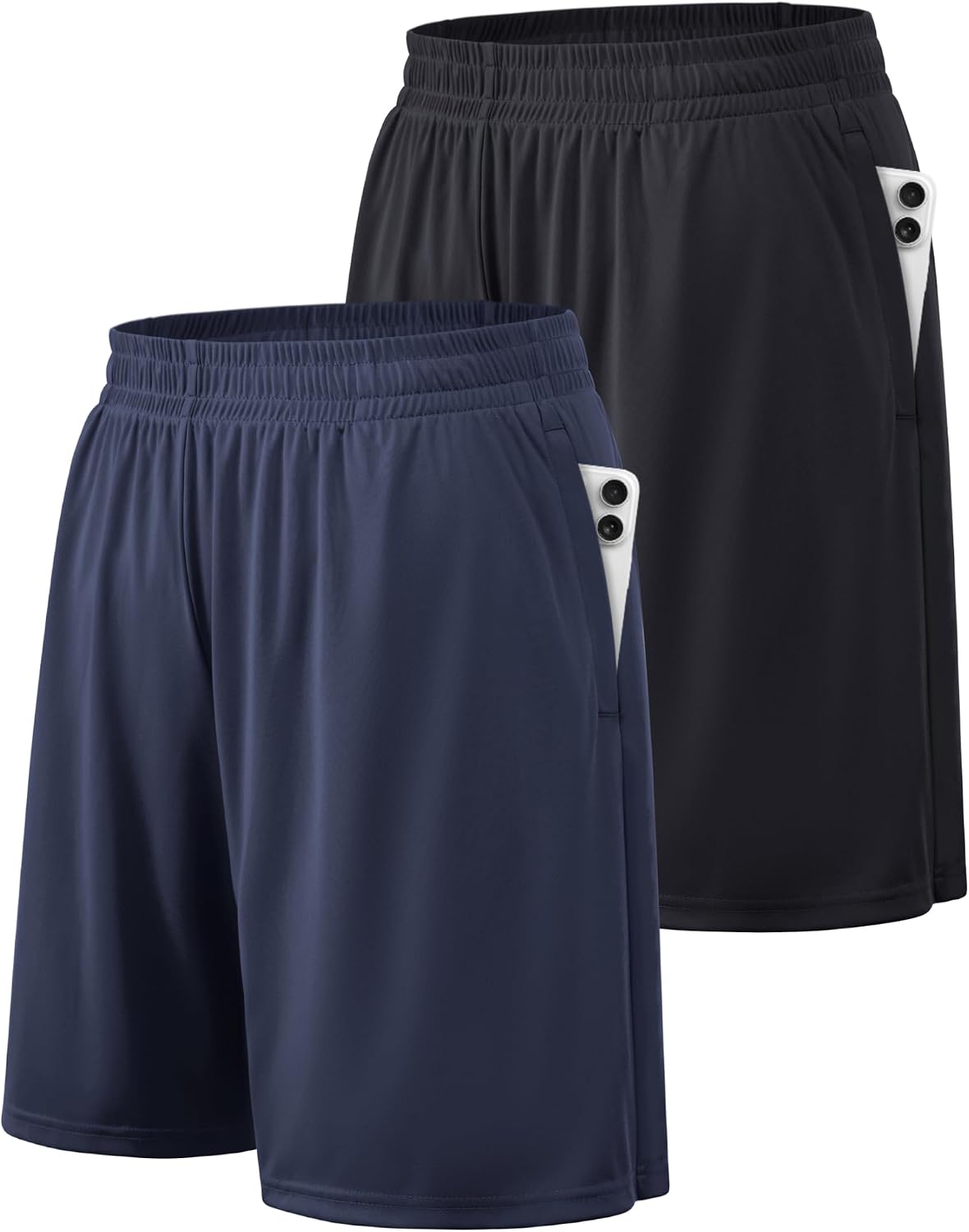 Men's Quick Dry Athletic Shorts - Side Pockets, Elastic Waistband, Breathable Fabric for Basketball - Small