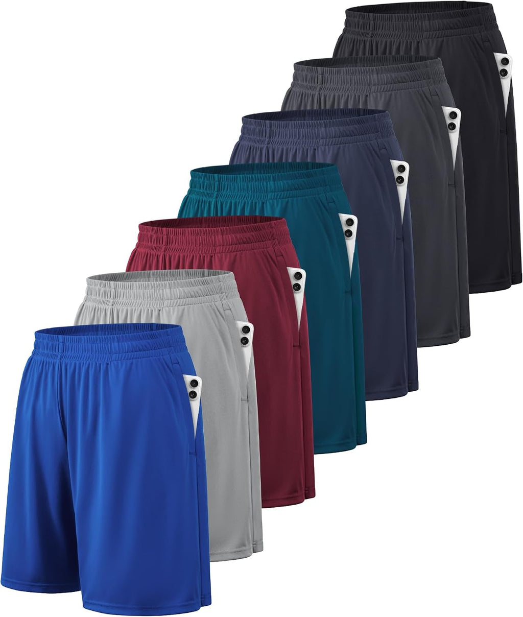 Men's Quick Dry Athletic Shorts - Side Pockets, Elastic Waistband, Breathable Fabric for Basketball - Medium