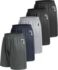 Men's Quick Dry Basketball Shorts 5 Pack - Side Pockets, Elastic Waistband for Gym and Running - Small