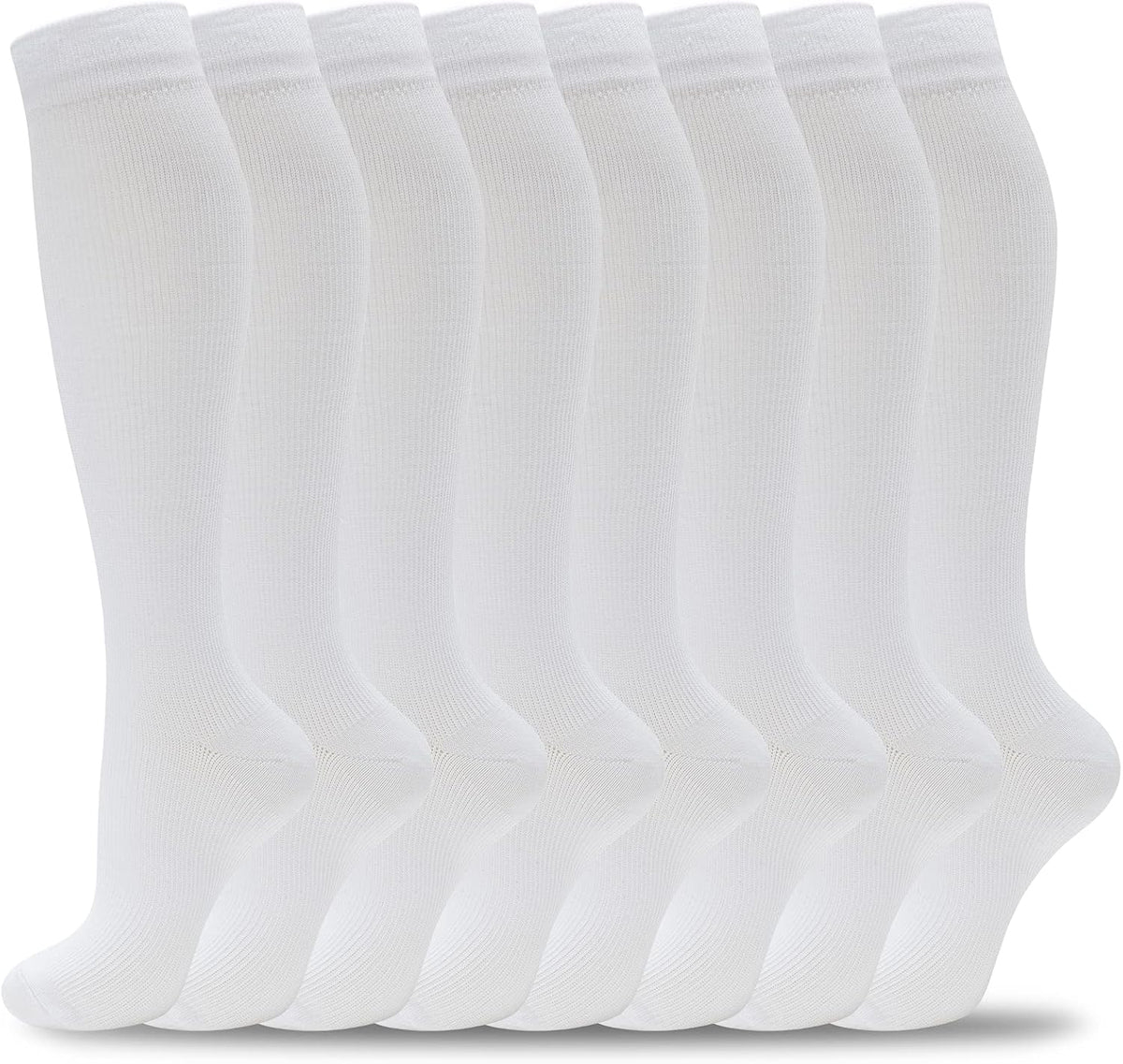 Unisex Knee High Compression Socks 8 Pairs - Graduated Support for Nurses, Travel and Running - Small-Medium