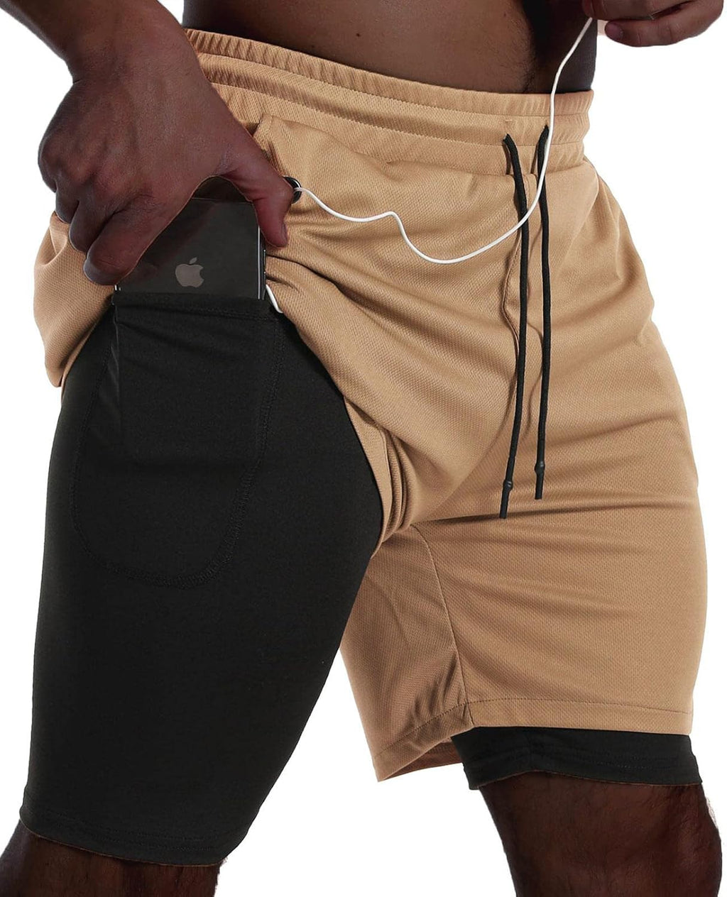 Men's 2 in 1 Running Shorts 3 Pack - Quick Dry Outer Layer, Inner Liner, Side Pockets for Workouts - Medium