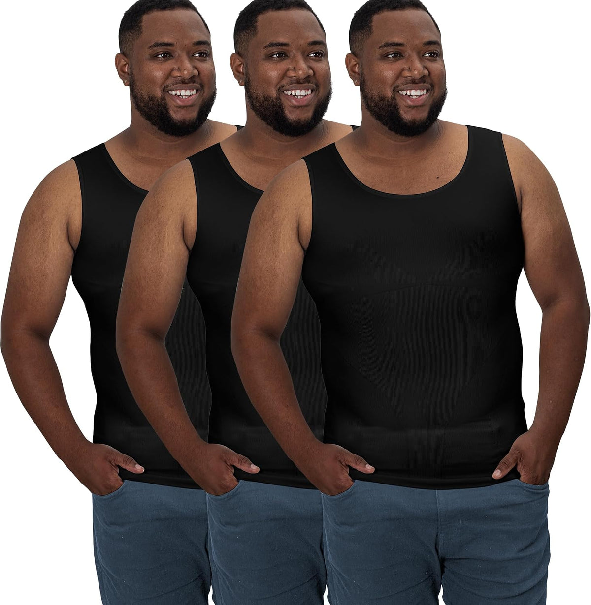Men's Compression Tank Top - Sleeveless Slimming Undershirt with Tummy Control in Big and Tall Sizes - Medium Tall