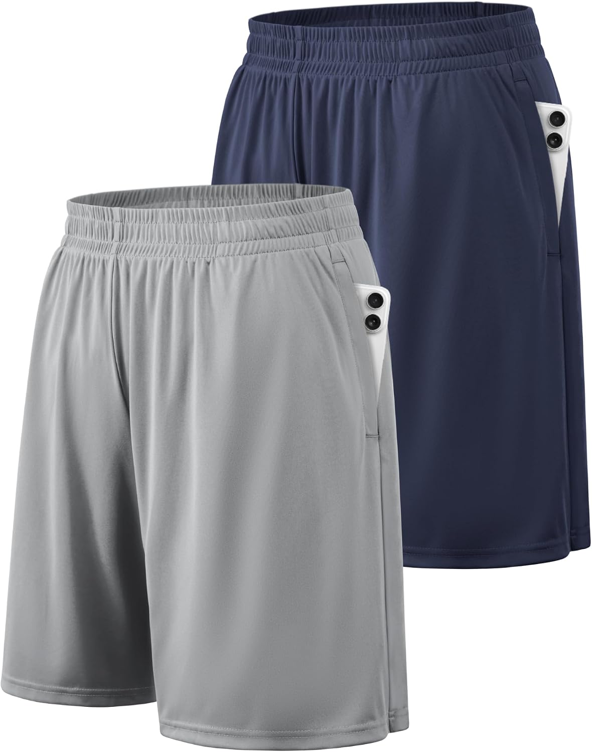 Men's Quick Dry Athletic Shorts - Side Pockets, Elastic Waistband, Breathable Fabric for Basketball - Small