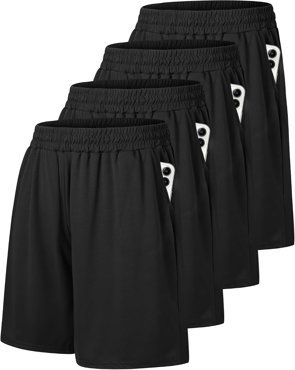 Men's Basketball Gym Shorts 4 Pack - Quick Dry with Pockets, Elastic Waistband for Daily Workouts - Small