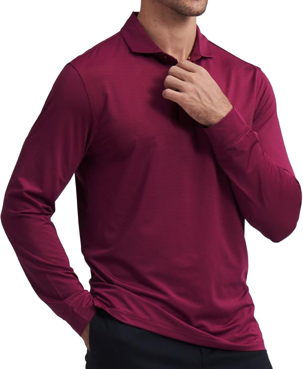 Men's Pin Striped Golf Polo Shirt - Lightweight Quick Dry Knit, Collared Short Sleeve for the Course - Small