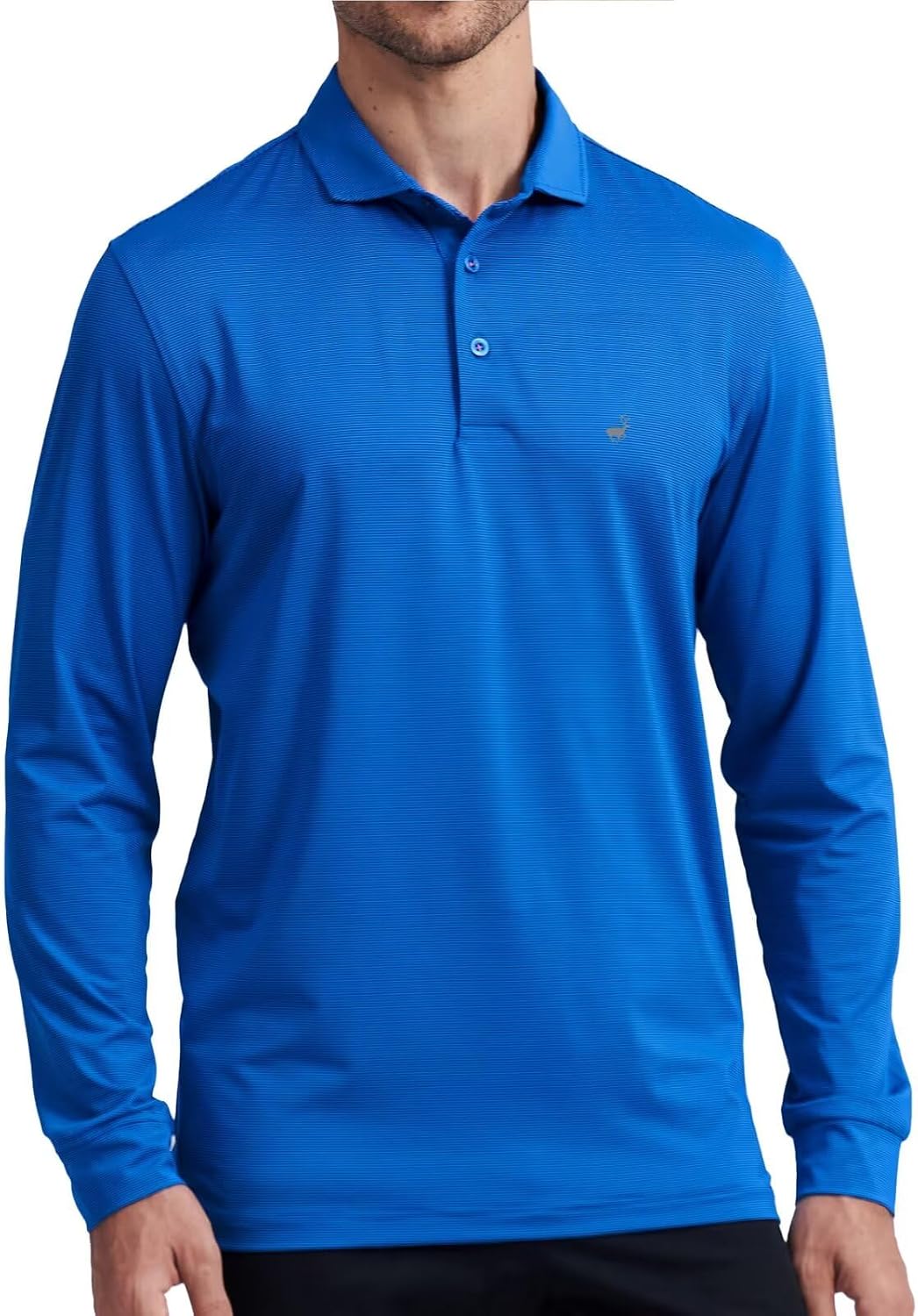 Men's Pin Striped Golf Polo Shirt - Lightweight Quick Dry Knit, Collared Short Sleeve for the Course - Medium