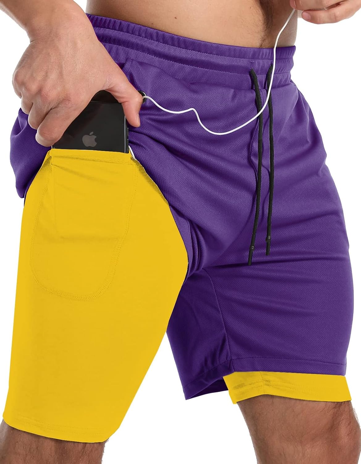 Men's 7 Inch Running Shorts with Compression Liner - Lightweight 2 in 1 Build in 3 and 5 Packs - Small
