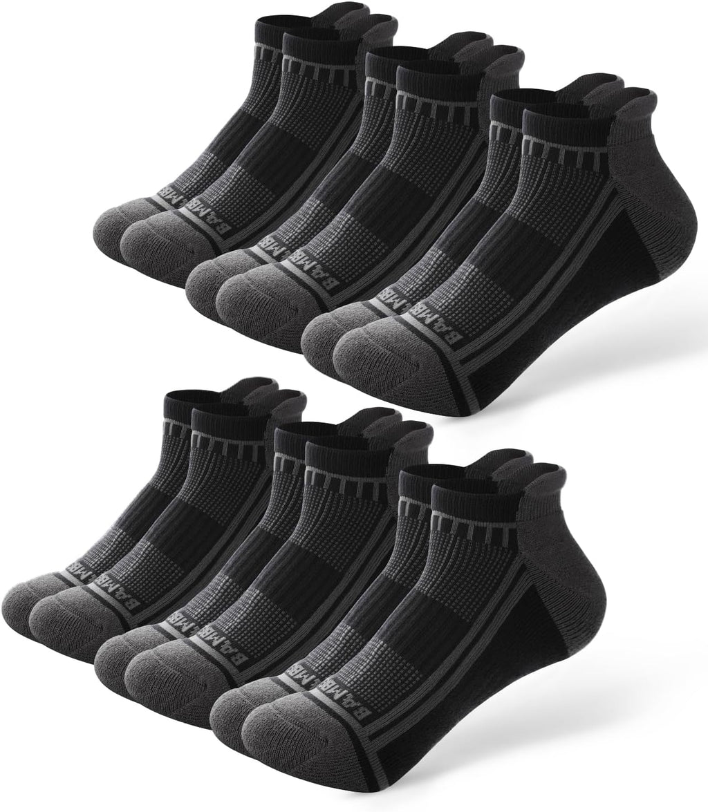 Men's Bamboo Ankle Socks 8 Pack - Seamless Toe, Cushioned Heel Tab, Odor Control for Running Days - Medium