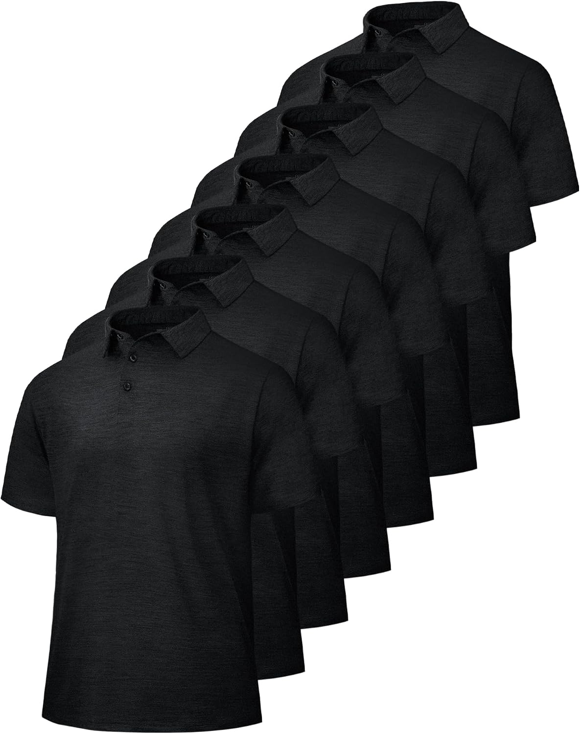 Men's Performance Polo Shirts 5 Pack - Quick Dry, Moisture Wicking, Short Sleeve for Golf and Work - black/Dark Grey/Lig