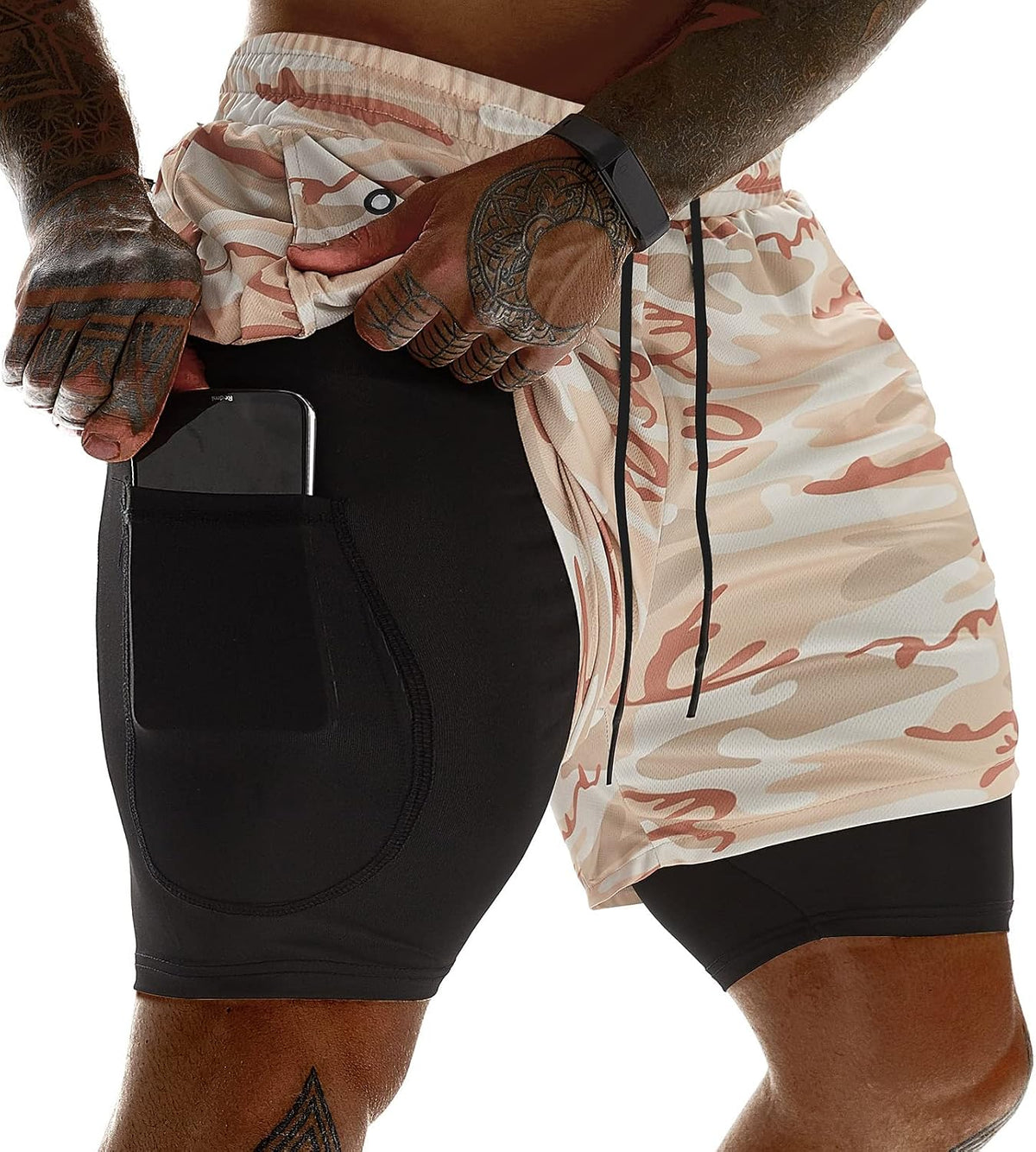 Men's 2 in 1 Running Shorts 3 Pack - Quick Dry Outer Layer, Inner Liner, Side Pockets for Workouts - Small
