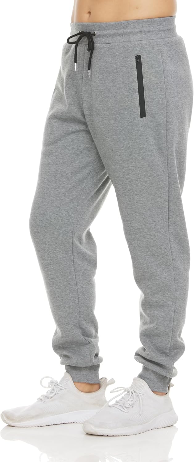 Men's Fleece Athletic Joggers 3 Pack - Zipper Pockets, Big and Tall Sizes for Workouts and Lounging - Big (3)