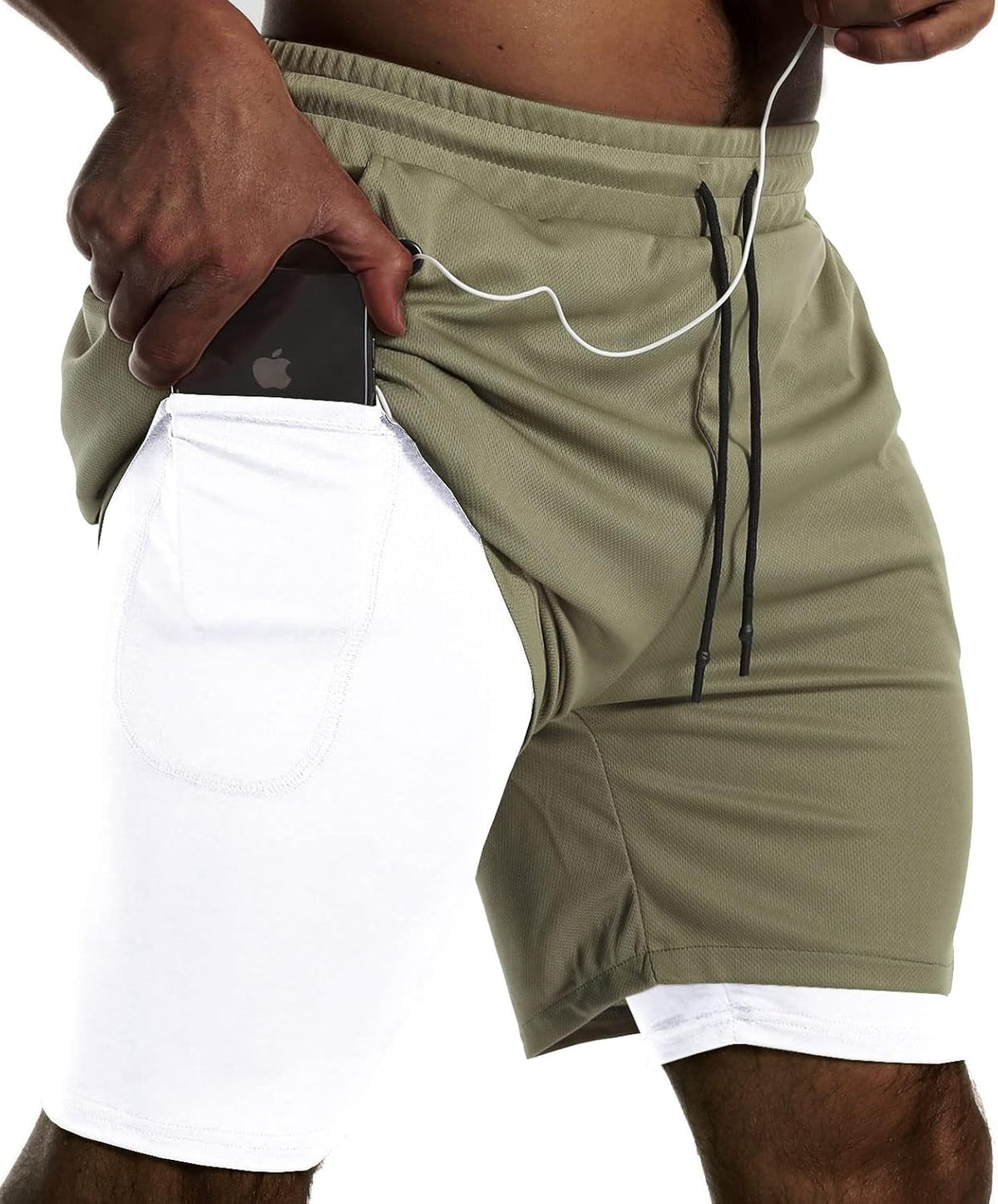 Men's 2 in 1 Running Shorts 3 Pack - Quick Dry Outer Layer, Inner Liner, Side Pockets for Workouts - Medium