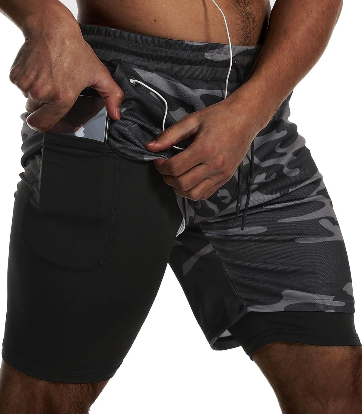 Men's 2 in 1 Running Shorts 3 Pack - Quick Dry Outer Layer, Inner Liner, Side Pockets for Workouts - Small