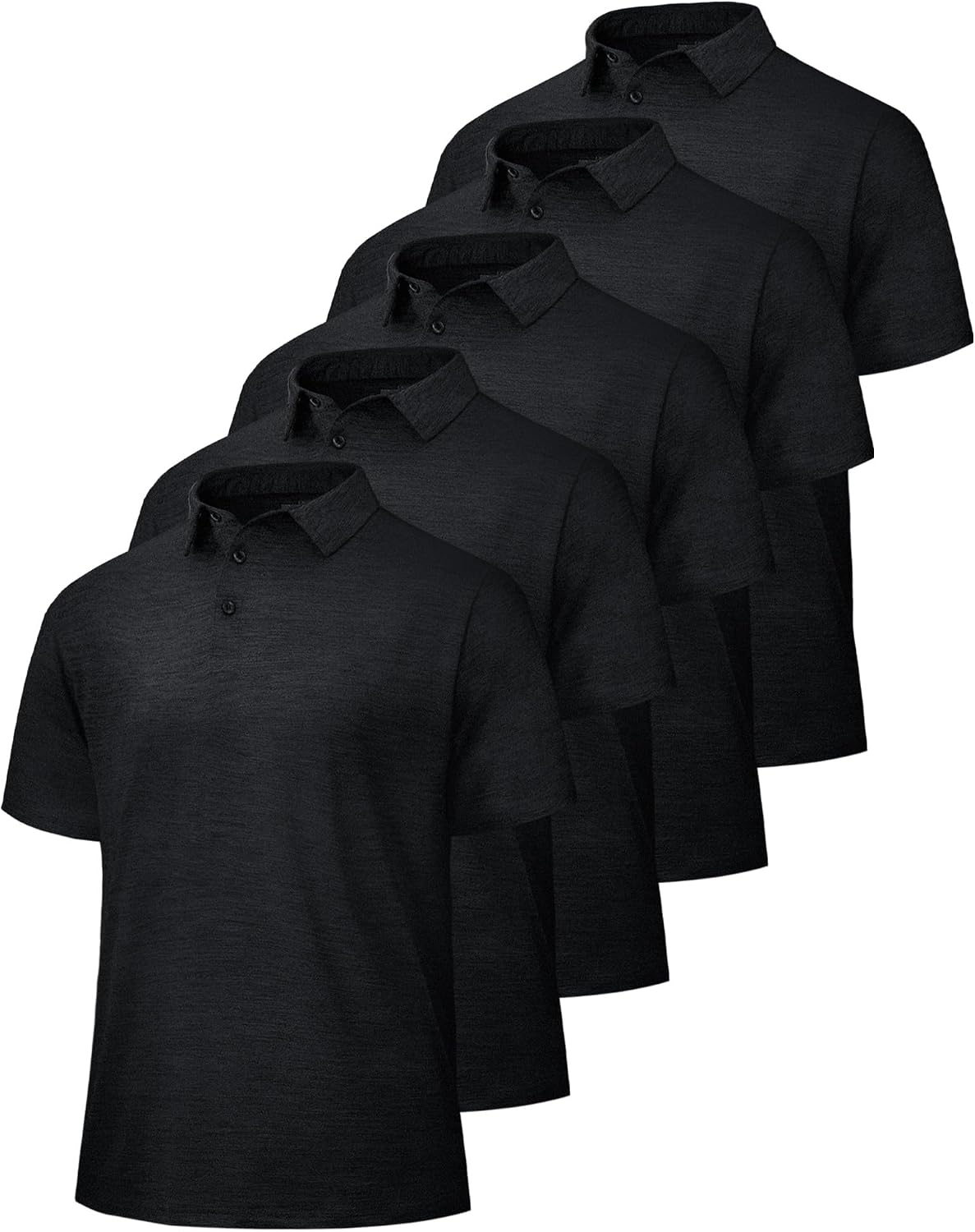 Men's Performance Polo Shirts 5 Pack - Quick Dry, Moisture Wicking, Short Sleeve for Golf and Work - black/Dark Grey/Lig