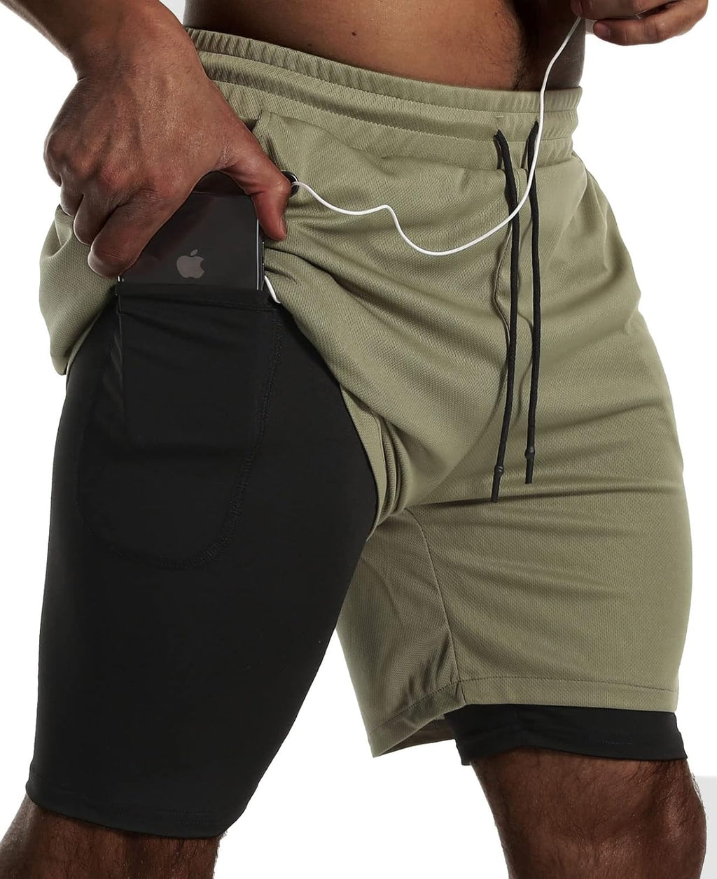 Men's 2 in 1 Running Shorts 3 Pack - Quick Dry Outer Layer, Inner Liner, Side Pockets for Workouts - Medium